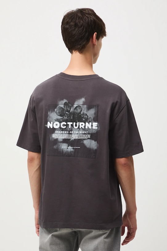 Odzież T-shirt bawełniany męski z nadrukiem RW25-TSM506 szary