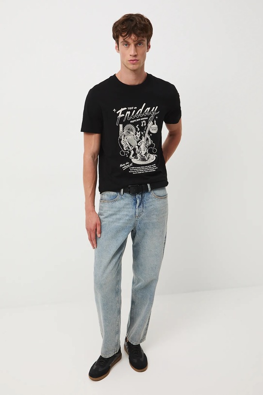 T-shirt bawełniany męski z nadrukiem RW25-TSM603 czarny RW25