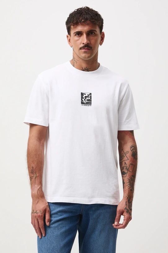 Odzież T-shirt bawełniany męski z nadrukiem RW25-TSM607 biały