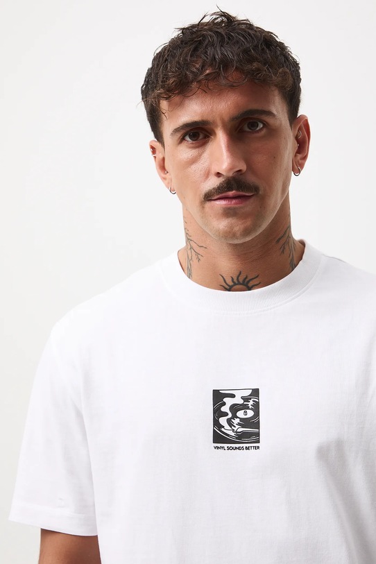 T-shirt bawełniany męski z nadrukiem RW25-TSM607 biały