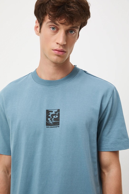 Odzież T-shirt bawełniany męski z nadrukiem RW25-TSM607 niebieski