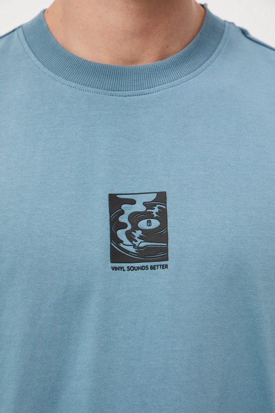 T-shirt bawełniany męski z nadrukiem RW25-TSM607 niebieski