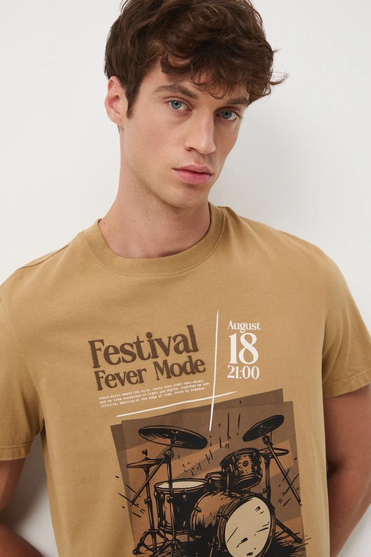 Medicine t-shirt bawełniany beżowy RW25-TSM608