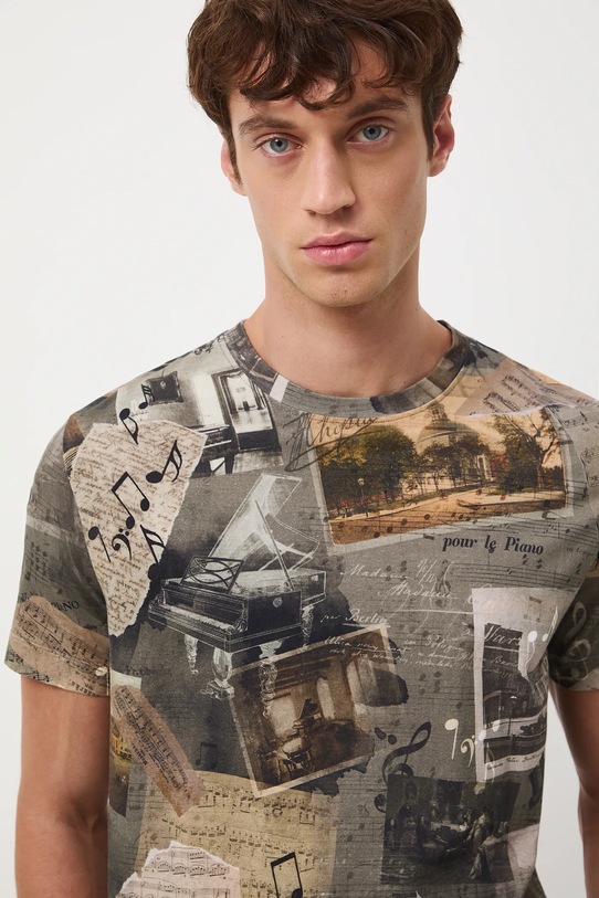 T-shirt bawełniany męski z elastanem z kolekcji Narodowy Instytut Fryderyka Chopina x Medicine RW25-TSM701 szary RW25