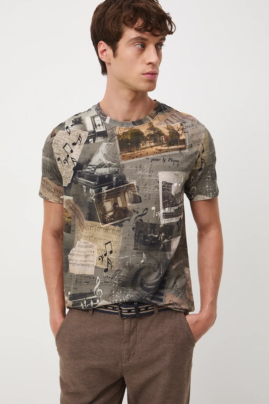 T-shirt bawełniany męski z elastanem z kolekcji Narodowy Instytut Fryderyka Chopina x Medicine RW25-TSM701 szary
