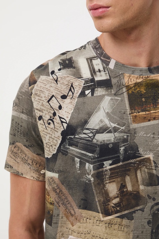 T-shirt bawełniany męski z elastanem z kolekcji Narodowy Instytut Fryderyka Chopina x Medicine RW25-TSM701