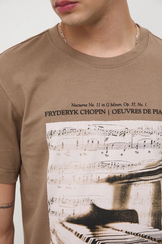 T-shirt bawełniany męski z elastanem z kolekcji Narodowy Instytut Fryderyka Chopina x Medicine RW25-TSM708