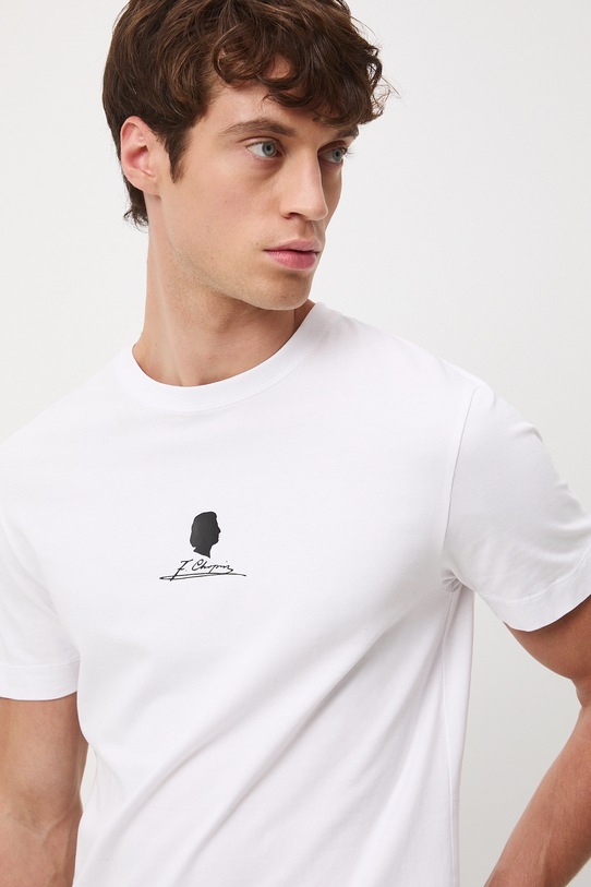 T-shirt bawełniany męski z elastanem z kolekcji Narodowy Instytut Fryderyka Chopina x Medicine RW25-TSM709 biały RW25