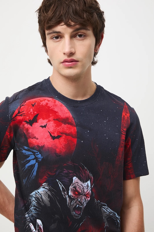 T-shirt bawełniany męski z elastanem wzorzysty multicolor RW25-TSM710