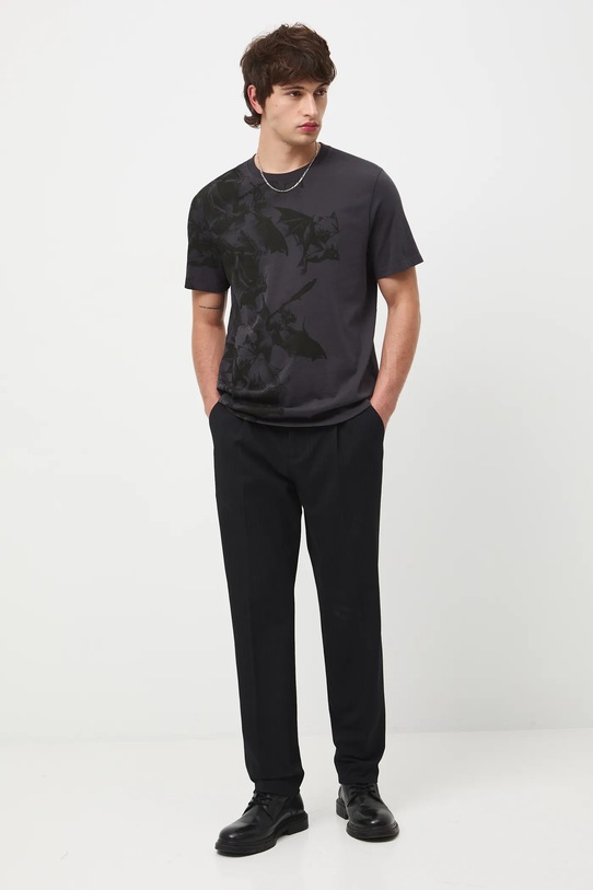 T-shirt bawełniany męski wzorzysty bawełna szary RW25-TSM712