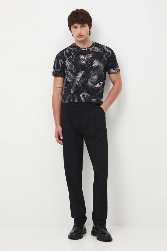 T-shirt bawełniany męski z elastanem wzorzysty RW25-TSM716 czarny RW25