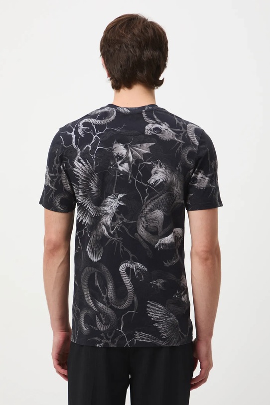 Odzież T-shirt bawełniany męski z elastanem wzorzysty RW25-TSM716 czarny