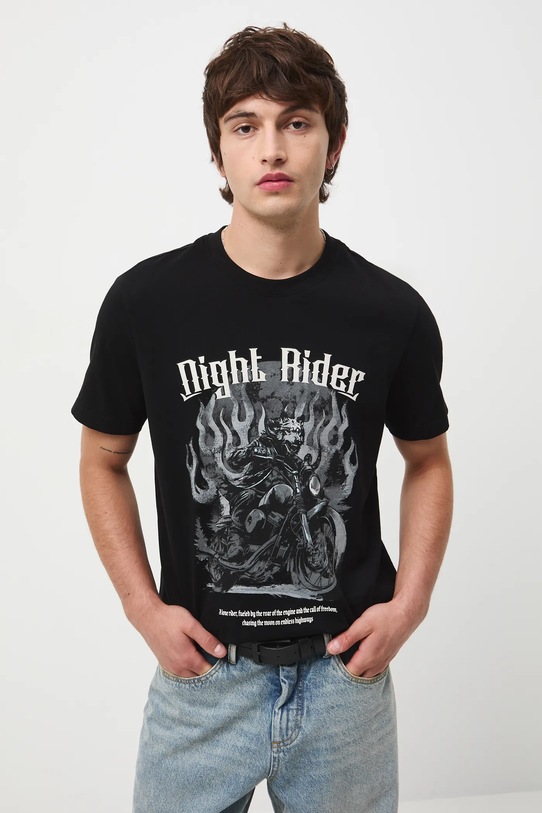 T-shirt bawełniany męski z nadrukiem RW25-TSM717 czarny RW25
