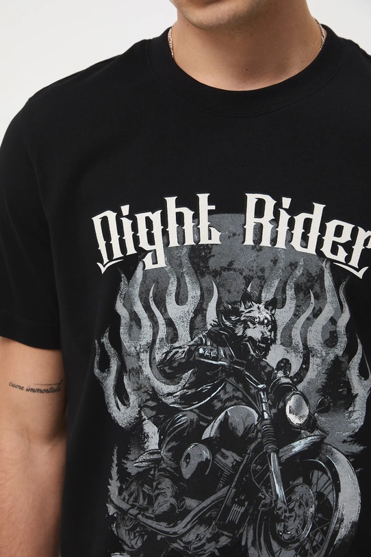 T-shirt bawełniany męski z nadrukiem RW25-TSM717 czarny