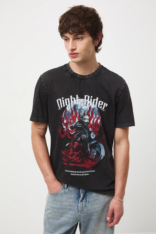 T-shirt bawełniany męski z nadrukiem RW25-TSM717 szary RW25