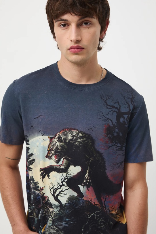 T-shirt bawełniany męski z elastanem wzorzysty wzorzyste multicolor RW25-TSM718
