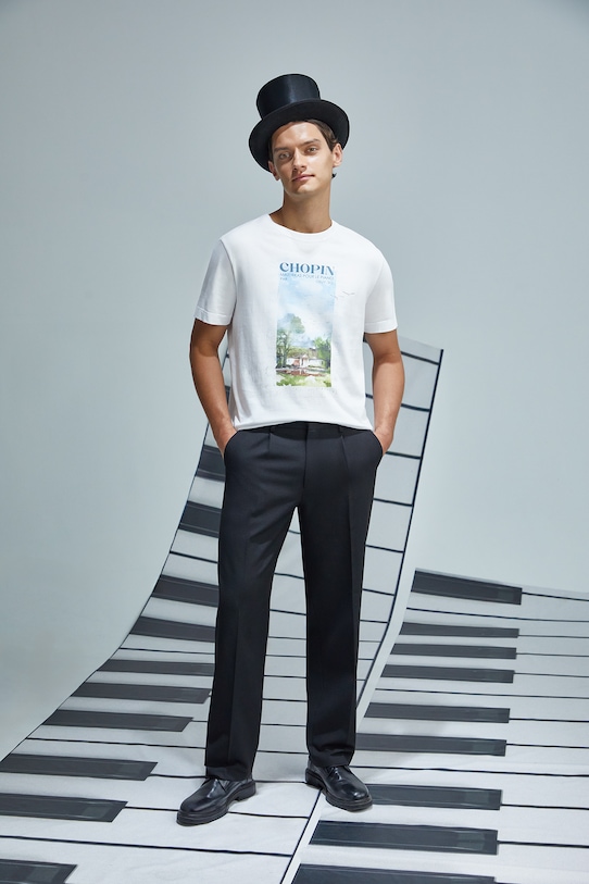 T-shirt bawełniany męski z kolekcji Narodowy Instytut Fryderyka Chopina x Medicine okrągły biały RW25-TSM753