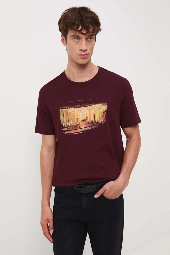 T-shirt bawełniany męski z kolekcji Narodowy Instytut Fryderyka Chopina x Medicine RW25-TSM754 bordowy
