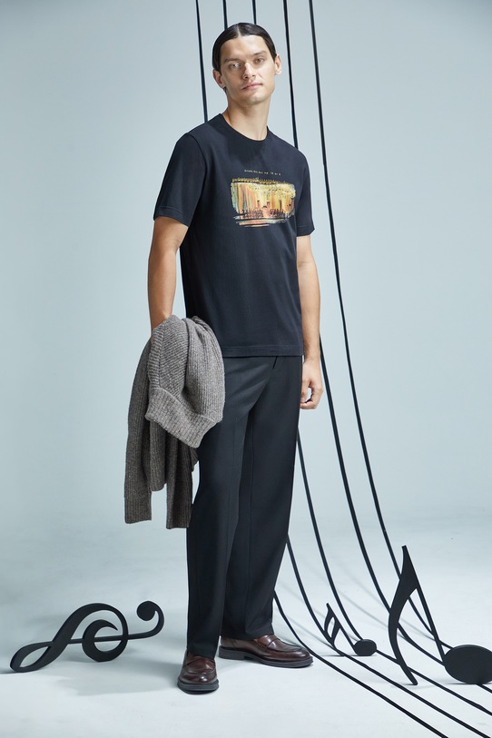 T-shirt bawełniany męski z kolekcji Narodowy Instytut Fryderyka Chopina x Medicine okrągły czarny RW25-TSM754