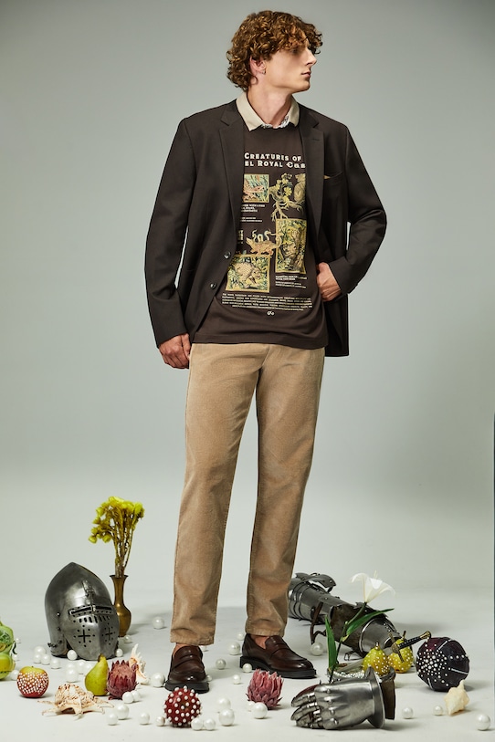 Bavlnené tričko pánske Kráľovská kolekcia RW25-TSM857 hnedá RW25