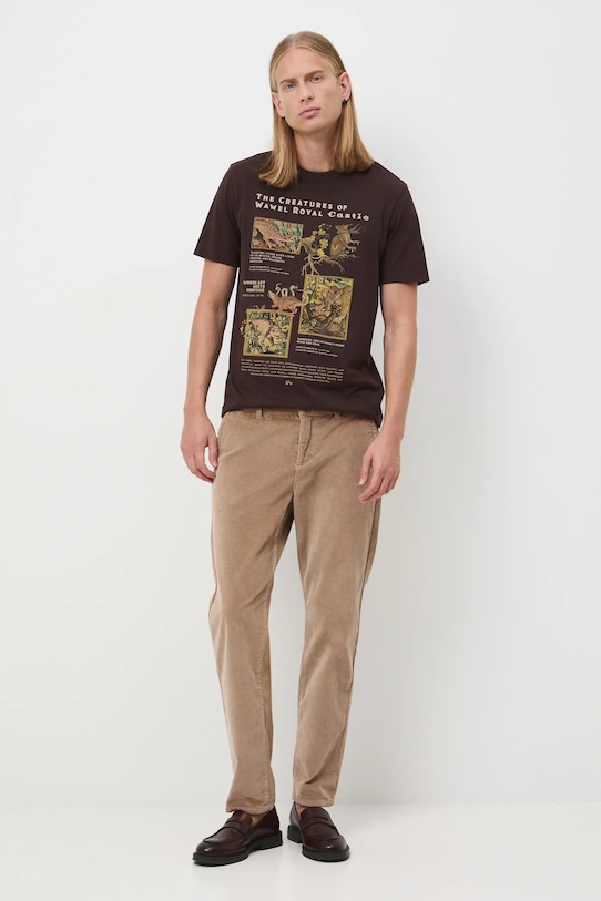 Oblečenie Bavlnené tričko pánske Kráľovská kolekcia RW25-TSM857 hnedá