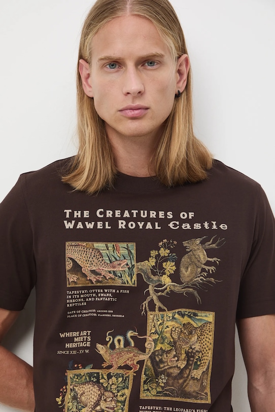 Bavlnené tričko pánske Kráľovská kolekcia RW25-TSM857 hnedá