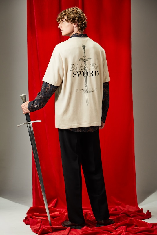 Oblečení Bavlněné tričko pánské Královská kolekce RW25-TSM861 béžová