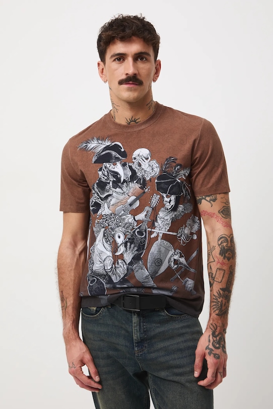 Medicine t-shirt wzorzyste brązowy RW25-TSMA12