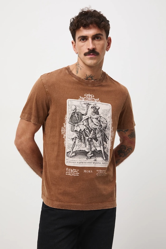 Medicine t-shirt bawełniany nadruk brązowy RW25-TSMA18