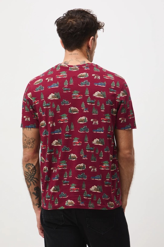 Odzież T-shirt bawełniany męski świąteczny RW25-TSMA31 czerwony