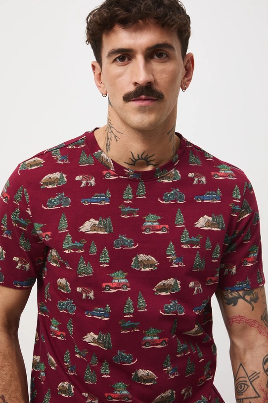 T-shirt bawełniany męski świąteczny czerwony RW25-TSMA31