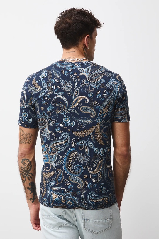 Oblečenie Bavlnené tričko pánske s elastanom vzorovaný RW25-TSMB12 tmavomodrá