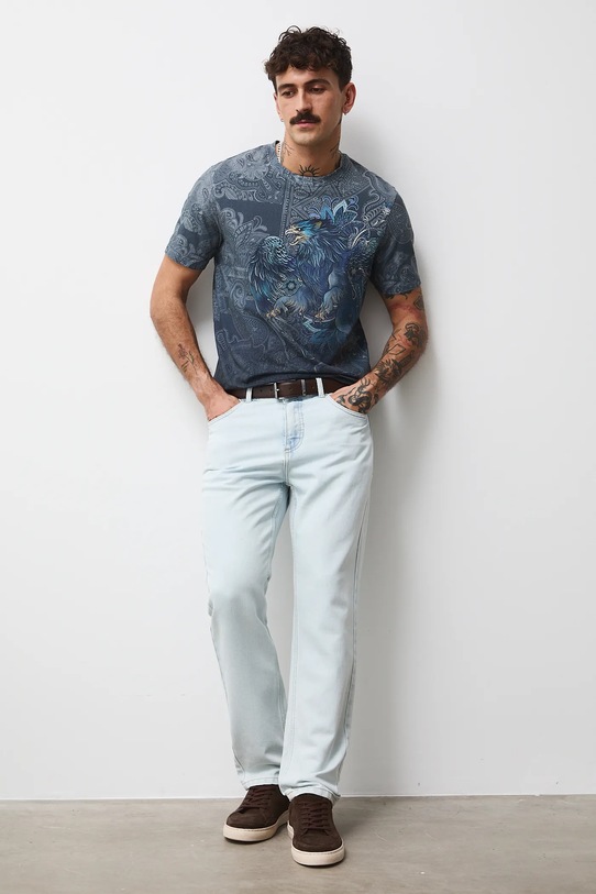 Medicine t-shirt wzorzyste granatowy RW25-TSMB14