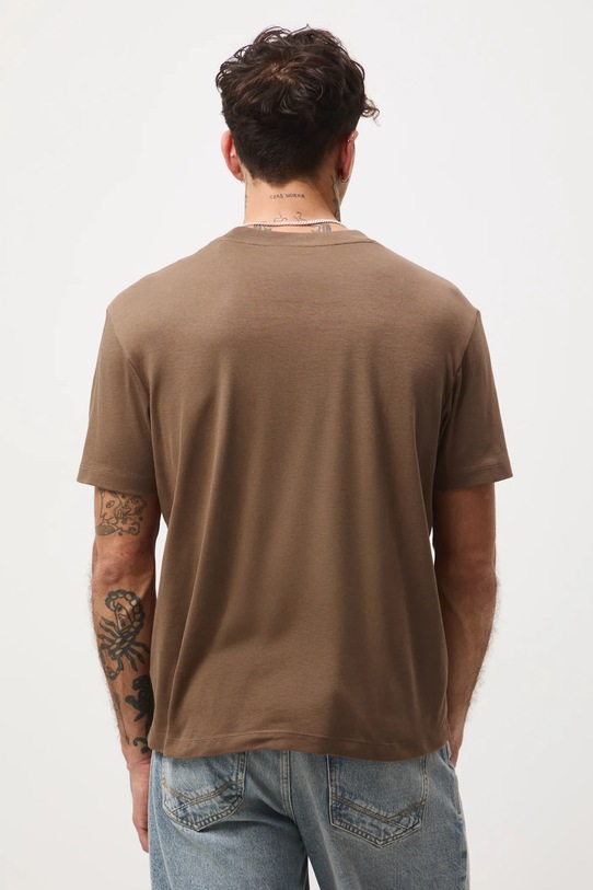 Odzież T-shirt bawełniany męski interlock z nadrukiem RW25-TSMB16 brązowy