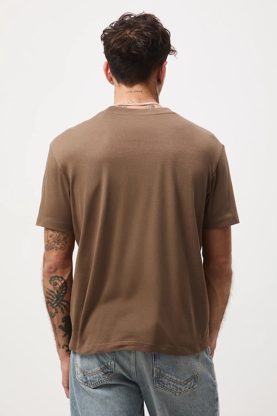 Odzież T-shirt bawełniany męski interlock z nadrukiem RW25-TSMB16 brązowy