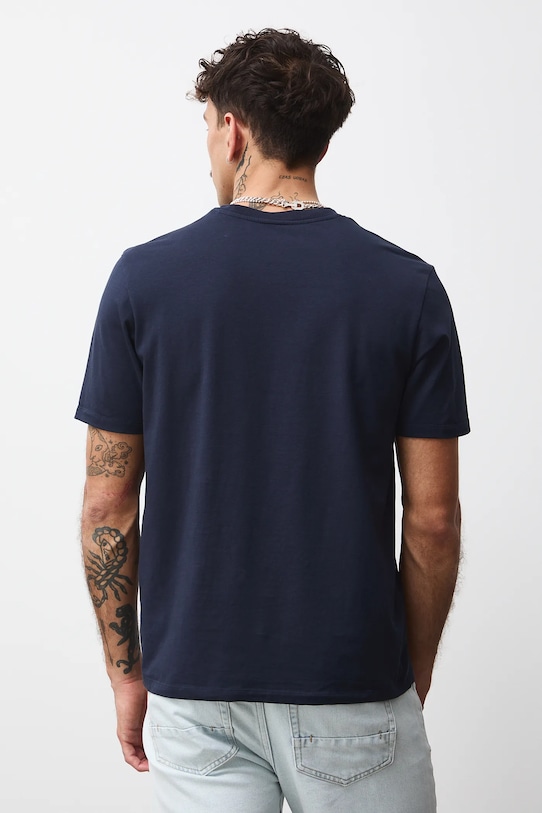 Odzież T-shirt bawełniany męski z elastanem z kieszonką na piersi RW25-TSMB20 granatowy