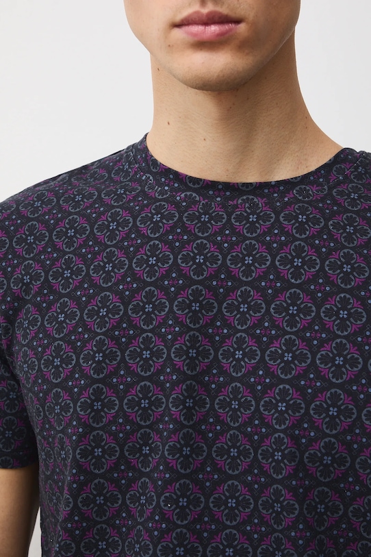 Bavlněné tričko pánské s elastanem, se vzorem RW25-TSMC02 černá