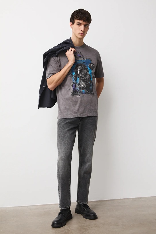 Medicine t-shirt bawełniany nadruk szary RW25-TSMC14