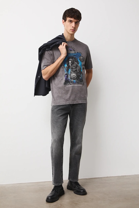 Medicine t-shirt bawełniany nadruk szary RW25-TSMC14