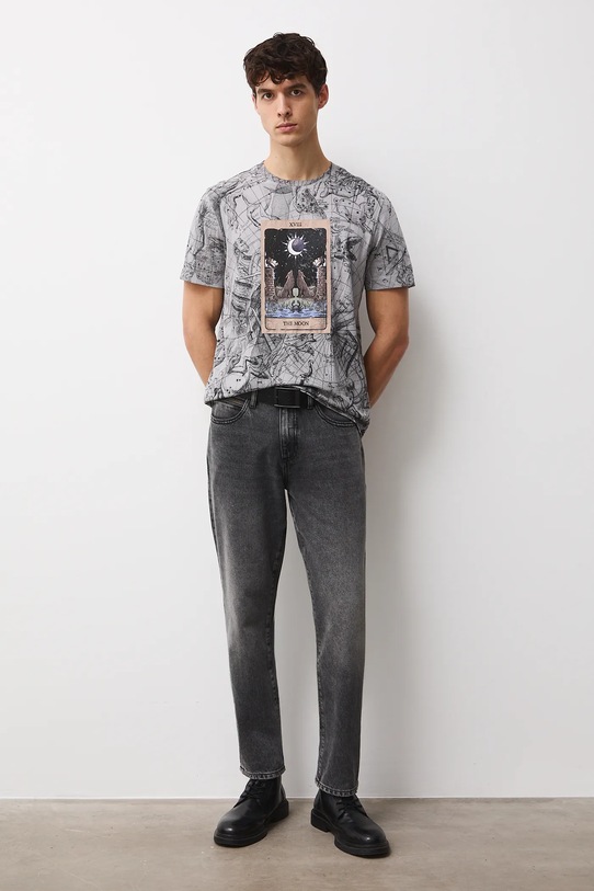 T-shirt bawełniany męski wzorzysty RW25-TSMC15 szary RW25