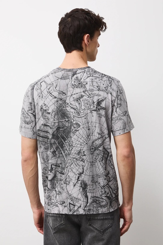 Odzież T-shirt bawełniany męski wzorzysty RW25-TSMC15 szary