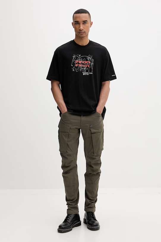 G-Star nohavice cargo pánske bavlnené s elastanom Rovic Zip 3D Regular Tapered D02190.5126.1260 zelená AA00