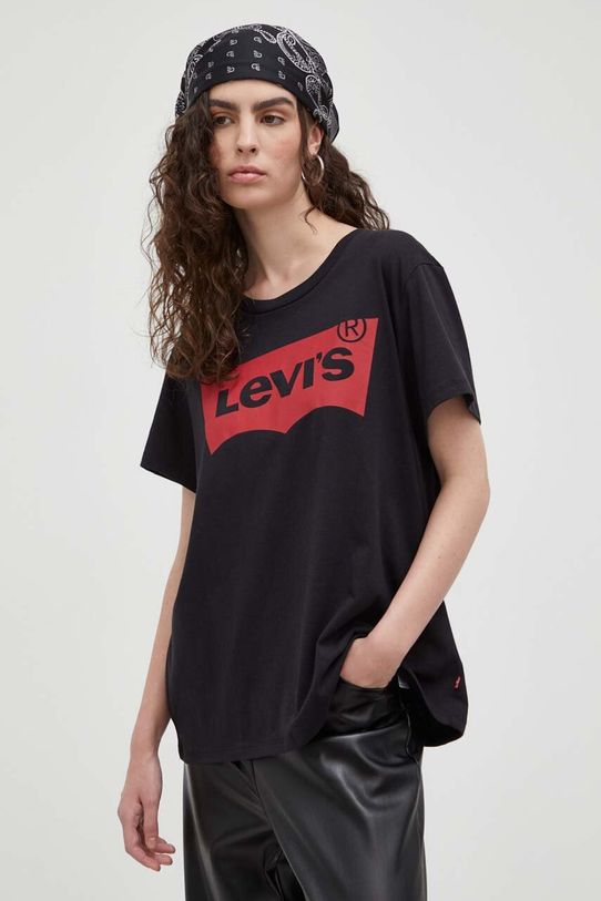 Levi's t-shirt bawełniany nadruk czarny 17369.0201