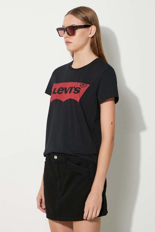 Βαμβακερό μπλουζάκι Levi's μαύρο 17369.0201