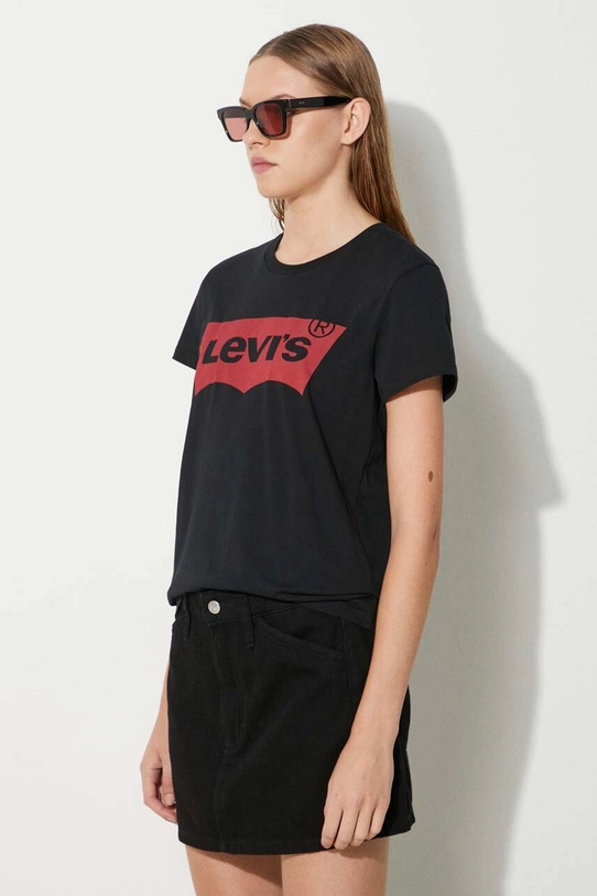 Βαμβακερό μπλουζάκι Levi's μαύρο 17369.0201