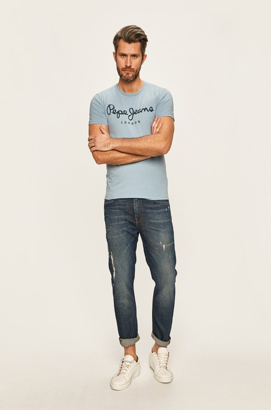 Pepe Jeans - Pánske tričko Original PM501594 modrá AA00