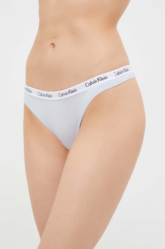 Calvin Klein Underwear stringi dzianina niebieski 0000D1617E