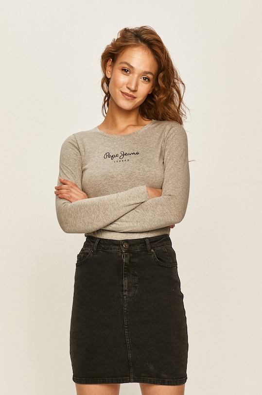 Pepe Jeans - Bluzka New Virginia z elastanem szary PL502755