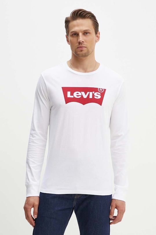 Levi's - Pánske tričko s dlhým rukávom potlač biela 36015.0010