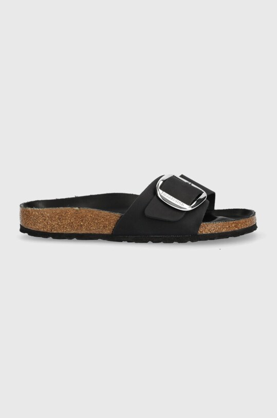 Birkenstock papuci din nubuc Madrid Big Buckle piele naturală negru 1006523